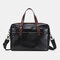 Menico Men Artificial Leather Vintage RFID Large Capacity Business Briefcase Convertible Straps Soft Leather Crossbody Bag - Black