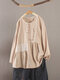 Floral Embroidered O-neck Lace Patchwork Button T-shirt - Beige