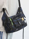 Men Ins Waterproof Large Capacity Nylon Crossbody Bag Shoulder Bag - Black+Ornament