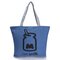 Girl Canvas Shoulder Bag Cartoon Shopping Bag Crossbody Bag - Dark Blue