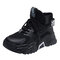 Women's Comfortable Mesh Breathable Platforms Lace-up Sports Casual Shoes - Black