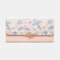 Women Floral Plants 9 Card Slots Floral Trifold Wallet Purse - Pink