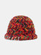 Unisex Coarse Knitted Mixed Color Hand-knit Dome Warmth All-match Beanie Hat - Orange Red