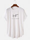 Mens Letter Print Sporty Short Sleeve Curved Hem T-Shirt - White