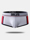 Men Mesh Patchwork Boxers Breathable Sexy Contrast Color U Pouch Underwear - White