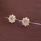 Orecchini pendenti in argento sterling vintage S925 Orecchini lunghi in argento sterling con fiori a temperamento - Oro
