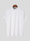 T-shirt da uomo a maniche corte a costine con mezzo collo solido - bianca