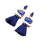 Stylish Women's Geometric Multicolored Cotton Tassels Resin Crystal Earrings Sweater Accessory - Blue