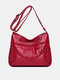 JOSEKO Women's Faux Leather Casual Large Capacity Shoulder Bag Waterproof Solid Color Crossbody Bag - Red
