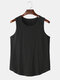 Mens 100% Cotton Breathable Solid Color Casual Tank Tops - Black