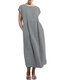 Solid Color Short Sleeve Plus Size Casual Dress - Grey