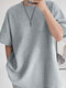 Camiseta masculina solta com ponto waffle texturizado - cinzento
