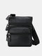 Men Genuine Leather Waterproof 6.5 Phone Bag Crossbody Bag Black Brown Bags - Black