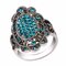 Bohemian Finger Rings Colorful Crystal Hollow Alloy Oval Geometric Rings Ethnic Jewelry for Women - Blue