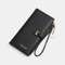 Women PU Leather Multi-card Slots Phone Bag Money Clip Wallet Purse - Black