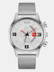 7 Colors Alloy Men Business Watch Decorated Pointer Calendar Quartz Watch - Silver Band+Silver Case+White Di