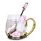 Цветочная эмаль, стеклянная чашка, кофейная кружка, изысканный подарок, бабочка, Шаблон, стеклянная кружка, Чай, с ложкой  - #5