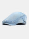 Men Made-old Denim Solid Retro Casual Sunshade Forward Hat Beret Hat Flat Hat - Light Blue 1