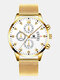 14 Colors  Alloy Mesh Band Men Business WatchDecorated Pointer Calendar Quartz Watch - Gold Band White Dial Gold Pointe
