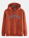 Mens Cotton Welcome Print Kangaroo Pocket Hooded Sweatshirt - Orange