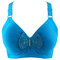 Thin Section Solid Color Adjustment Gathered Wireless Bra - Blue