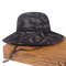 Men Summer Cotton Camouflage Visor Bucket Hats Fishing Hat Outdoor Climbing Mesh Sunshade Cap - Black