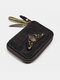 Men Genuine Leather Vintage Light Weight Key Bag Durable Interior Key Chain Holder Card Wallet - Black