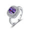 Luxury Geometric Square Rhinestone Ring Temperament Micro-inlaid Zircon Ring Trendy Jewelry - Purple