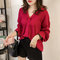 Solid color Loose casual long sleeve Chiffon shirt  - Red