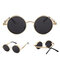 Men Women Round Lens Metal Frame Outdoor UV400 Steampunk Adjustable Polarized Sunglasses  - #03