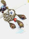 Vintage Ethnic Auspicious Cloud Drop Hand-woven Long Sweater Chain Ceramic Beads Alloy Necklace - #03