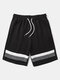 Mens Contrasting Color Knitted Street Black Shorts With Pocket - Black