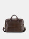 Men Vintage Wear Resistant Briefcase Laptop Bag Genuine Leather Large Capacity Crossbody Bag Handbag - Brown