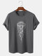 Mens Jellyfish Graphic Crew Neck Short Sleeve Cotton T-Shirts - Dark Gray