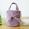 Corduroy Bowknot Bucket Bags Lunch Bags For Women - Pink