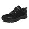 Men Large Size Lace-up Round Toe Non Slip Casual Outdoor Hiking Shoes - Black