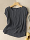 Crew Neck Solid Casual Short Sleeve Blouse For Women - Gray