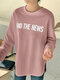 Langarm-Sweatshirt mit Rundhalsausschnitt und geschlitztem Saum mit Buchstabenaufdruck - Rosa