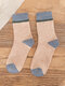5 Pairs Men Cotton Blended Thickened Color-match Fashion Breathable Warmth Socks - Khaki