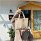Geometric Figures Cotton Multi-colour Large Capacity Handbag Shoulder Bag Tote - Khaki
