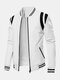 Mens Contrast Baseball Collar PU Leather Zipper Design Casual Jackets - White