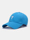 Unisex Cotton Poker Letters Love Embroidery Wavy Brim Sunscreen Simple Baseball Cap - Blue