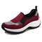 Breathable Mesh Running Wearable Casual Shoes - Wine Red