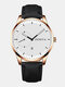 11 Colors Leather Men Business Watch Decorated Pointer Calendar Quartz Watch - Black Band Rose Gold Case White 