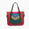 Laides Elegant Color Block Patchwork PU Leather Handbags Totes Shoulder Bags Crossbody Bags - Grey