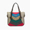 Laides Elegant Color Block Patchwork PU Leather Handbags Totes Shoulder Bags Crossbody Bags - Red