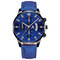 10 Colors PU Leather Men Business Watch Decorated Pointer Calendar Quartz Watch - Blue Band Black Case Blue Dial R