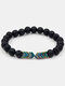 Vintage Black Volcanic Stone Geometric-shaped Beads Bracelets - Multicolor
