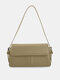 Women Faux Leather Brief Multi-Pockets Solid Color Crossbody Bag Shoulder Bag - Dark Green