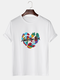 Mens Letter Colorful Heart Graphic Print Cotton Short Sleeve T-Shirts - White